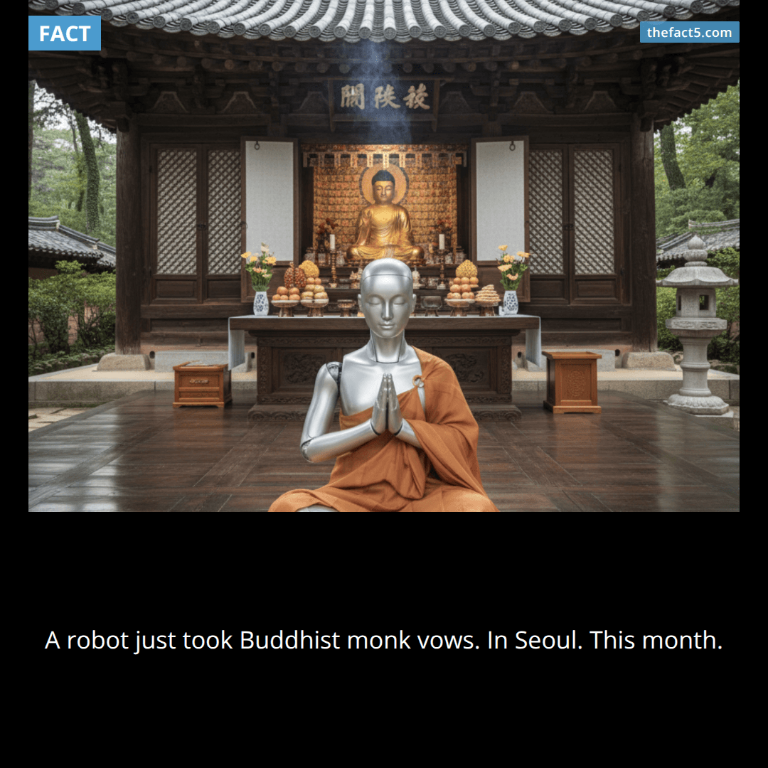 A humanoid robot named Gabi was ordained as a Buddhist monk at Seoul's Jogyesa Temple on May 6, 2026 — the first time a robot took Buddhist precept vows.
