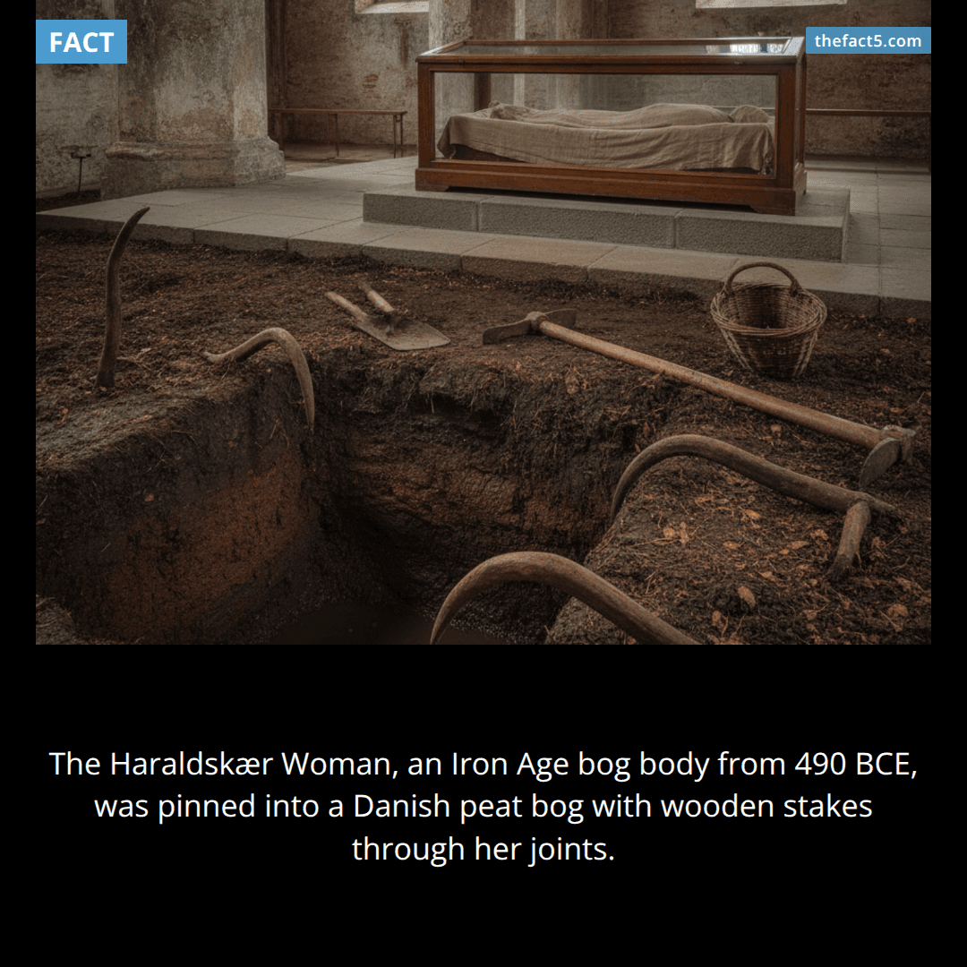 A bog held a woman down for 2,500 years with wooden stakes. 🪵