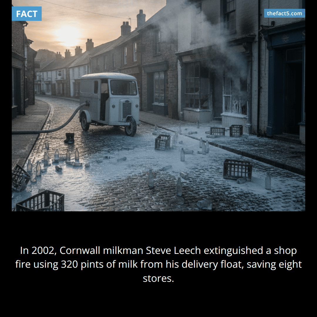 A milkman put out a shop fire with 320 pints of milk. 🥛